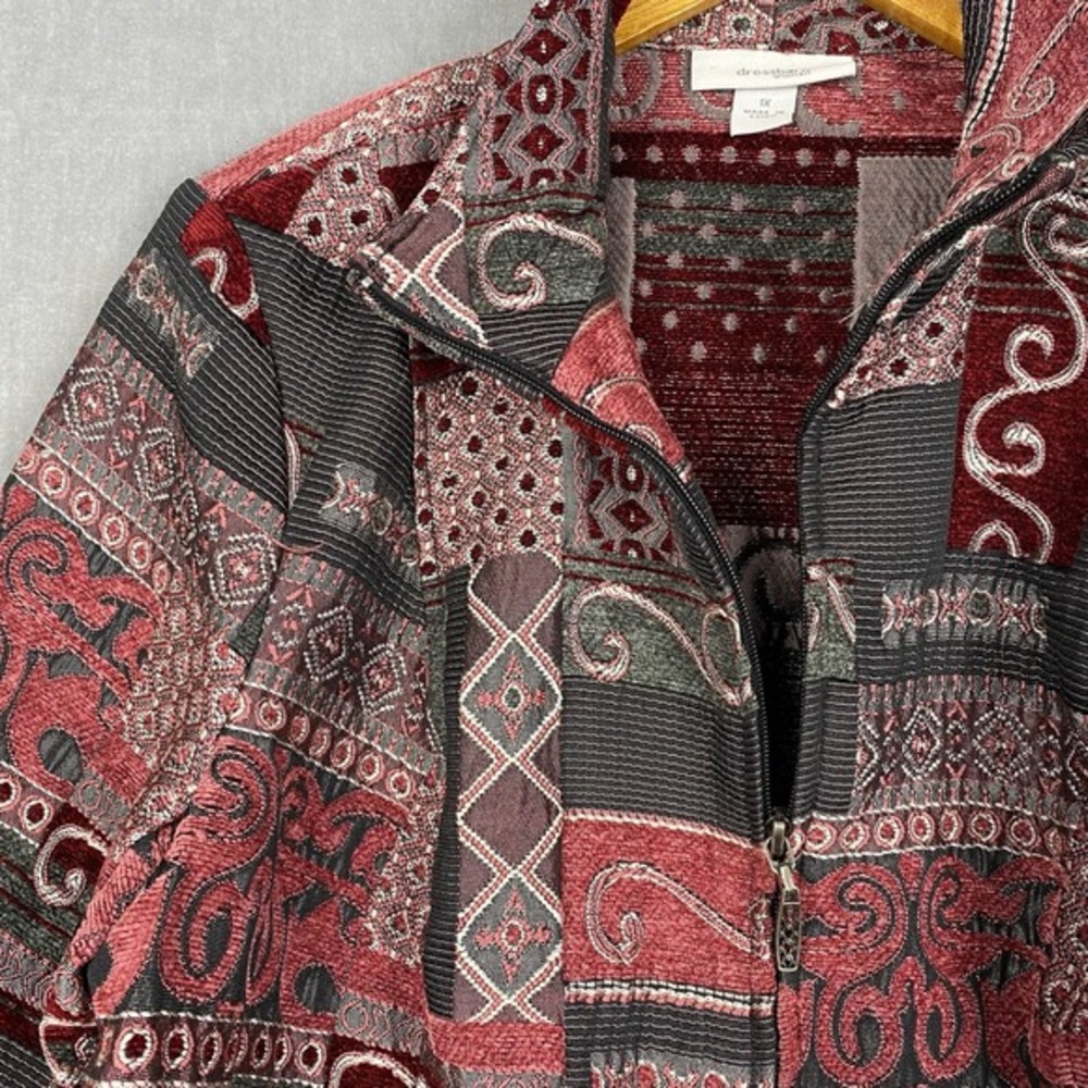Tapestry Jacket Womens 1x Patchwork Pattern Zip M… - image 3